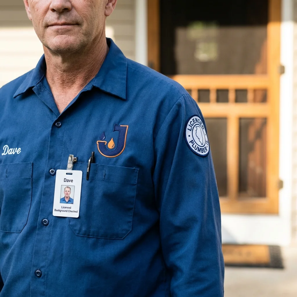 Licensed plumber showing ID badge in Oologah, OK