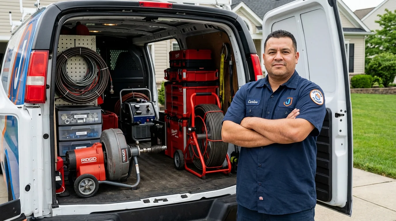 Professional drain cleaning equipment and Johns Plumbing LLC plumber in Oologah
