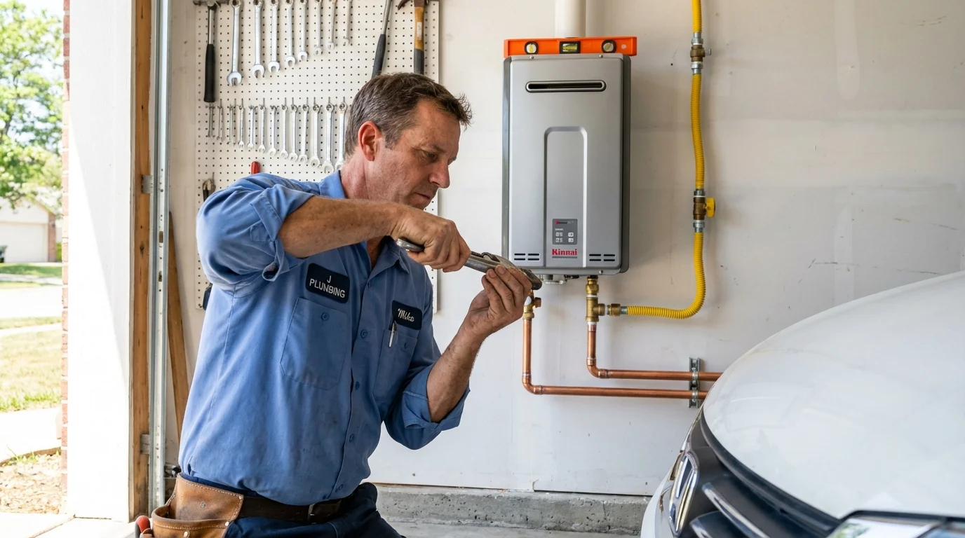 Tankless water heater installation by a Johns Plumbing LLC plumber in Oologah